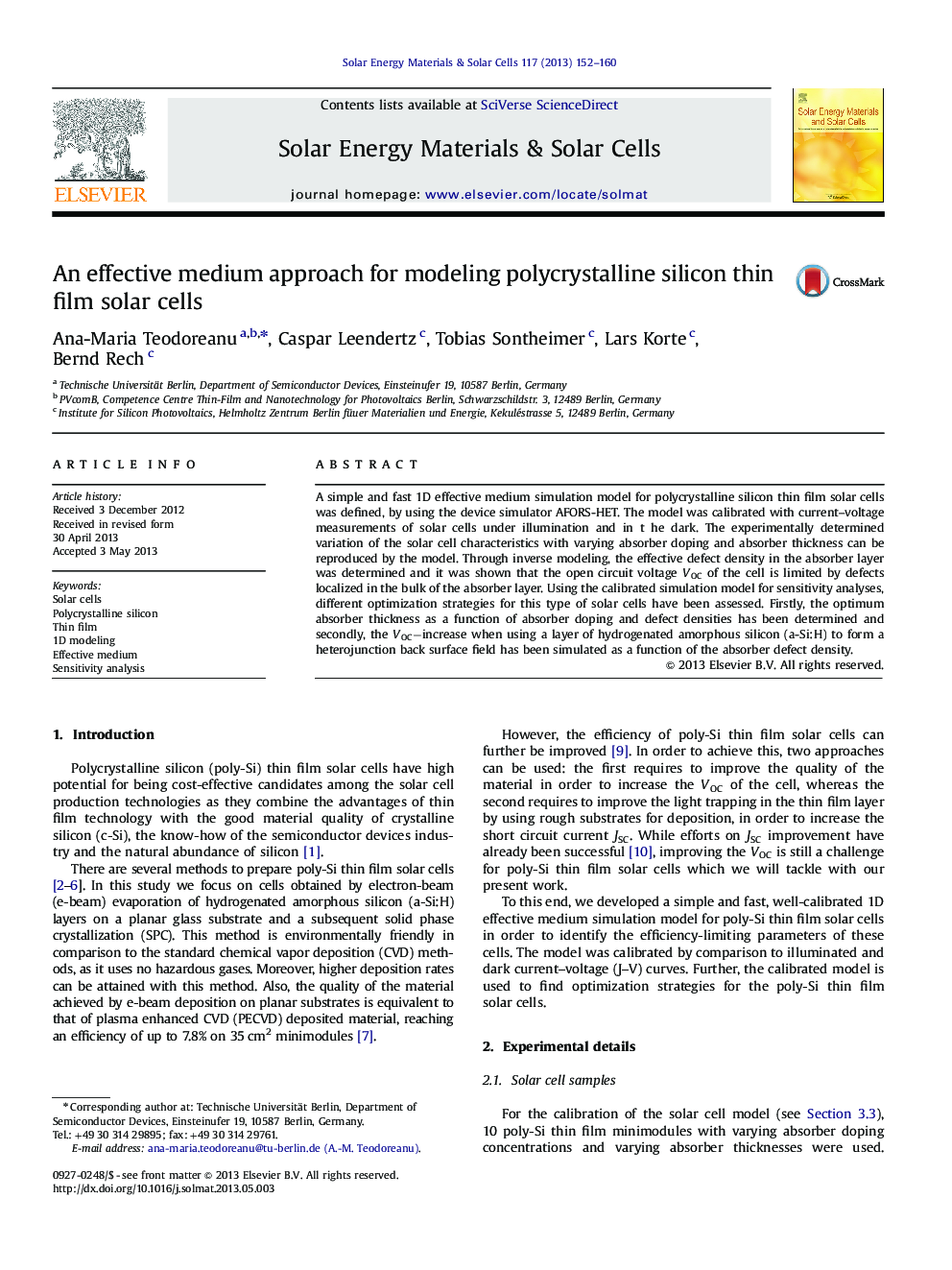 An effective medium approach for modeling polycrystalline silicon thin film solar cells