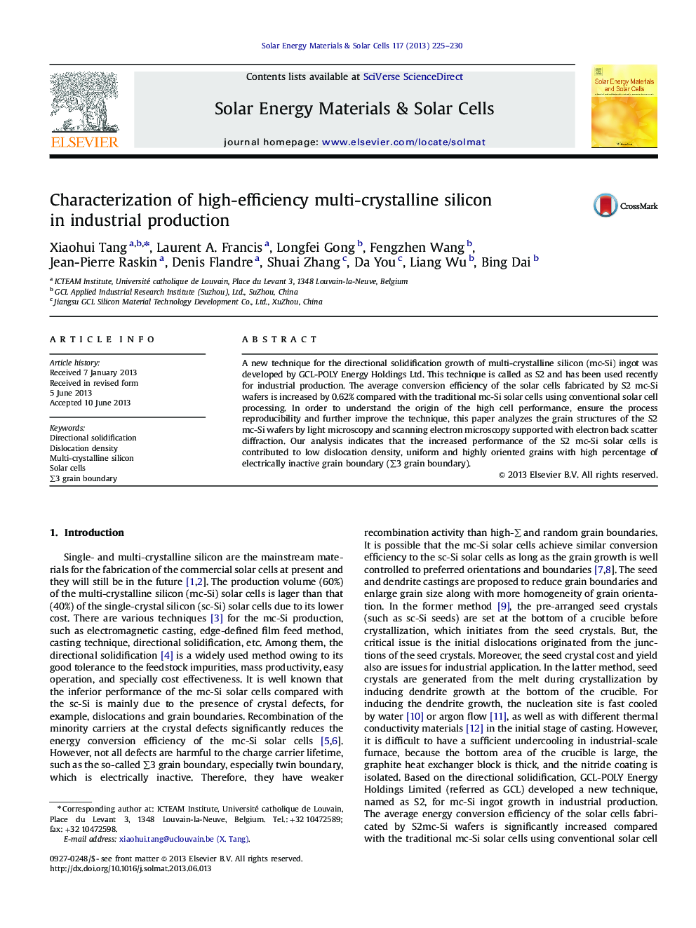 Characterization of high-efficiency multi-crystalline silicon in industrial production