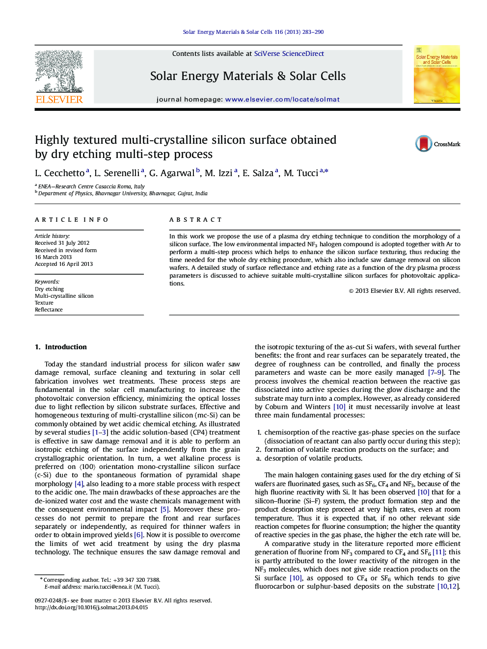 Highly textured multi-crystalline silicon surface obtained by dry etching multi-step process