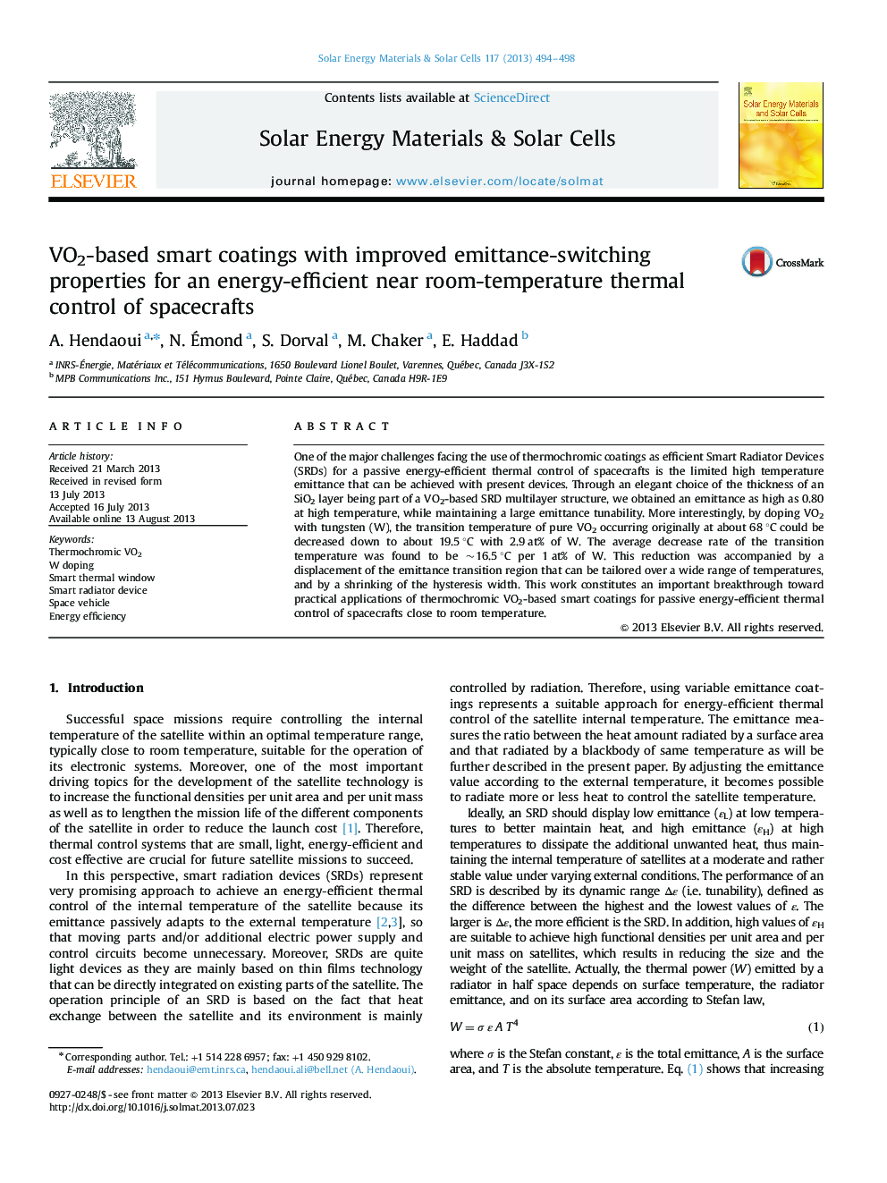 VO2-based smart coatings with improved emittance-switching properties for an energy-efficient near room-temperature thermal control of spacecrafts