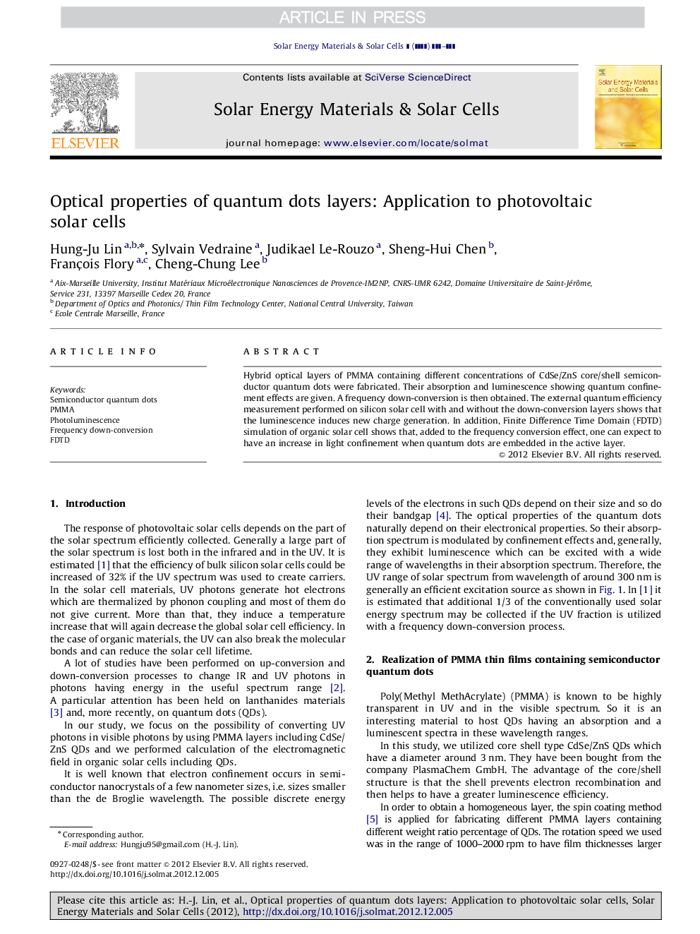 Optical properties of quantum dots layers: Application to photovoltaic solar cells