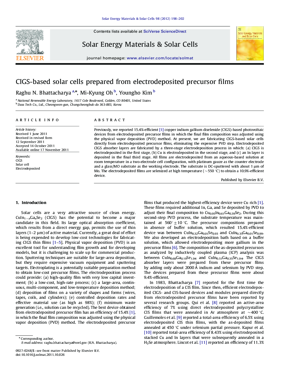 CIGS-based solar cells prepared from electrodeposited precursor films