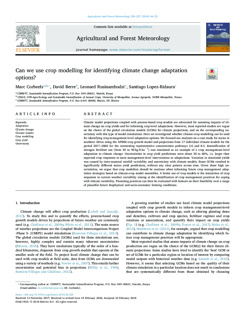 Can we use crop modelling for identifying climate change adaptation options?