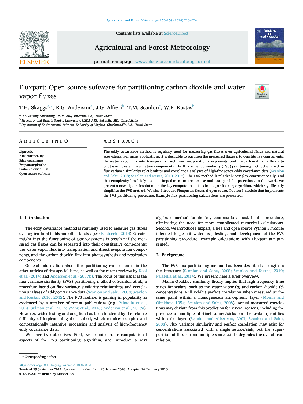 Fluxpart: Open source software for partitioning carbon dioxide and water vapor fluxes