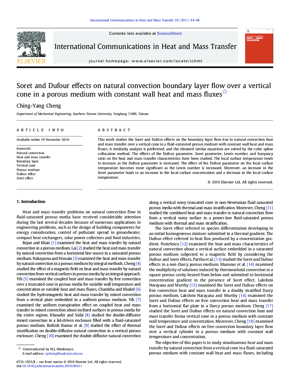 Soret and Dufour effects on natural convection boundary layer flow over a vertical cone in a porous medium with constant wall heat and mass fluxes 