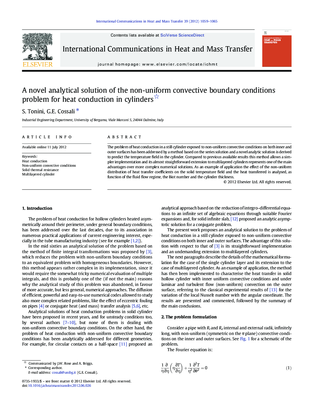 A novel analytical solution of the non-uniform convective boundary conditions problem for heat conduction in cylinders 