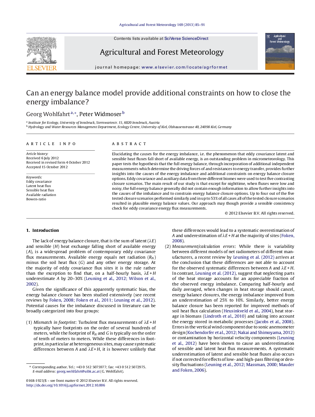 Can an energy balance model provide additional constraints on how to close the energy imbalance?