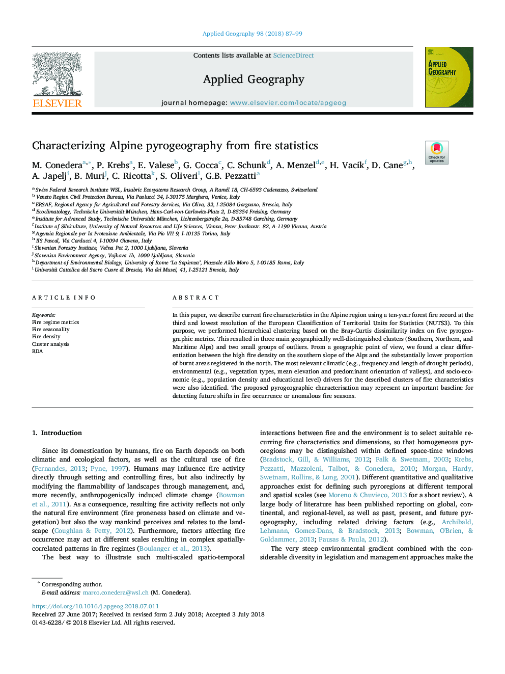 Characterizing Alpine pyrogeography from fire statistics