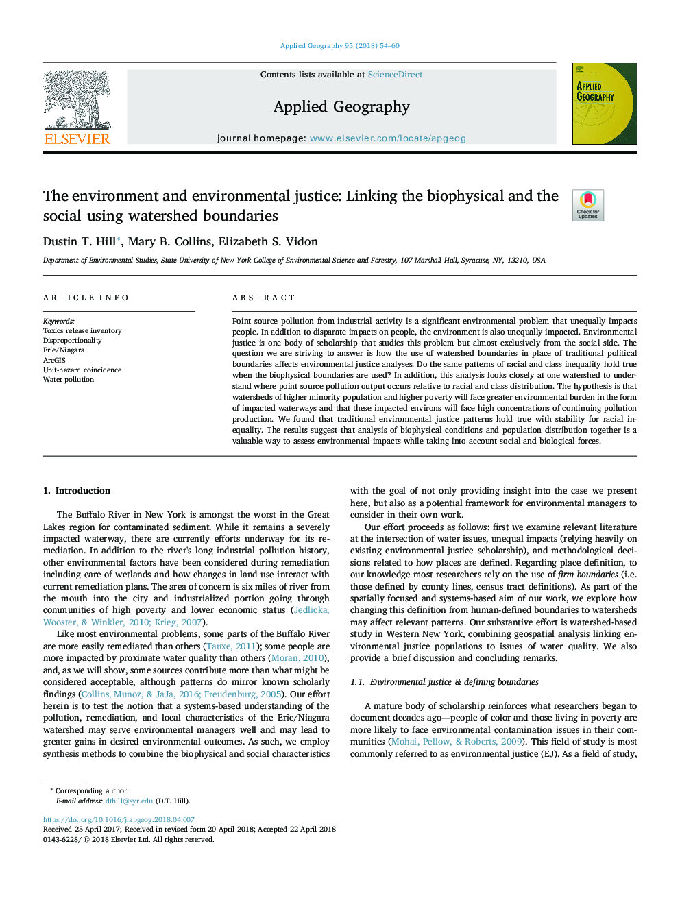 The environment and environmental justice: Linking the biophysical and the social using watershed boundaries