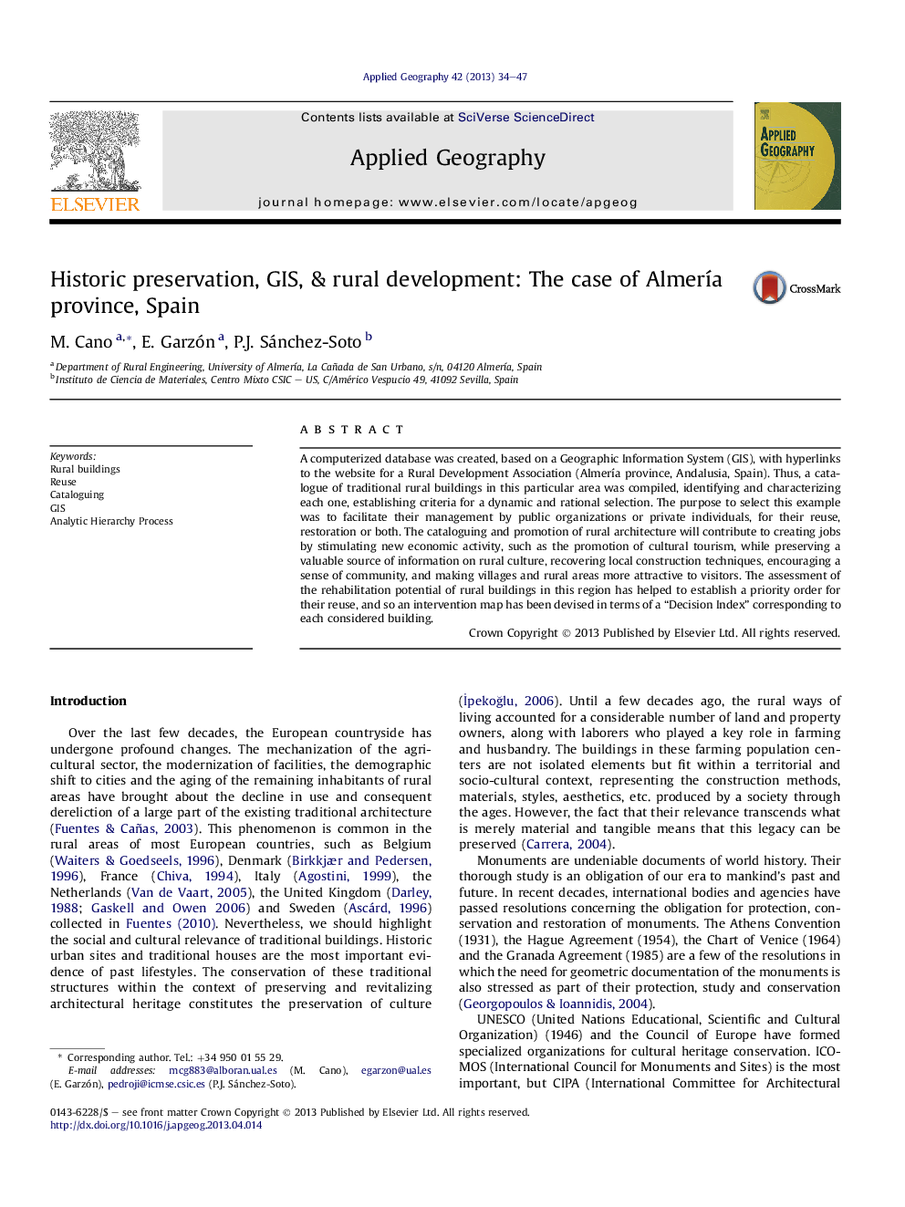 عکس صفحه اول مقاله: Historic preservation, GIS, & rural development: The case of AlmerÃa province, Spain Historic preservation, GIS, & rural development: The case of AlmerÃa province, Spain
