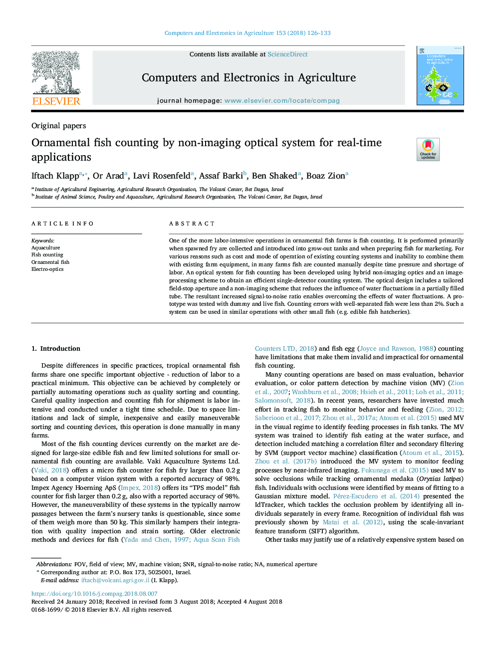 Ornamental fish counting by non-imaging optical system for real-time applications