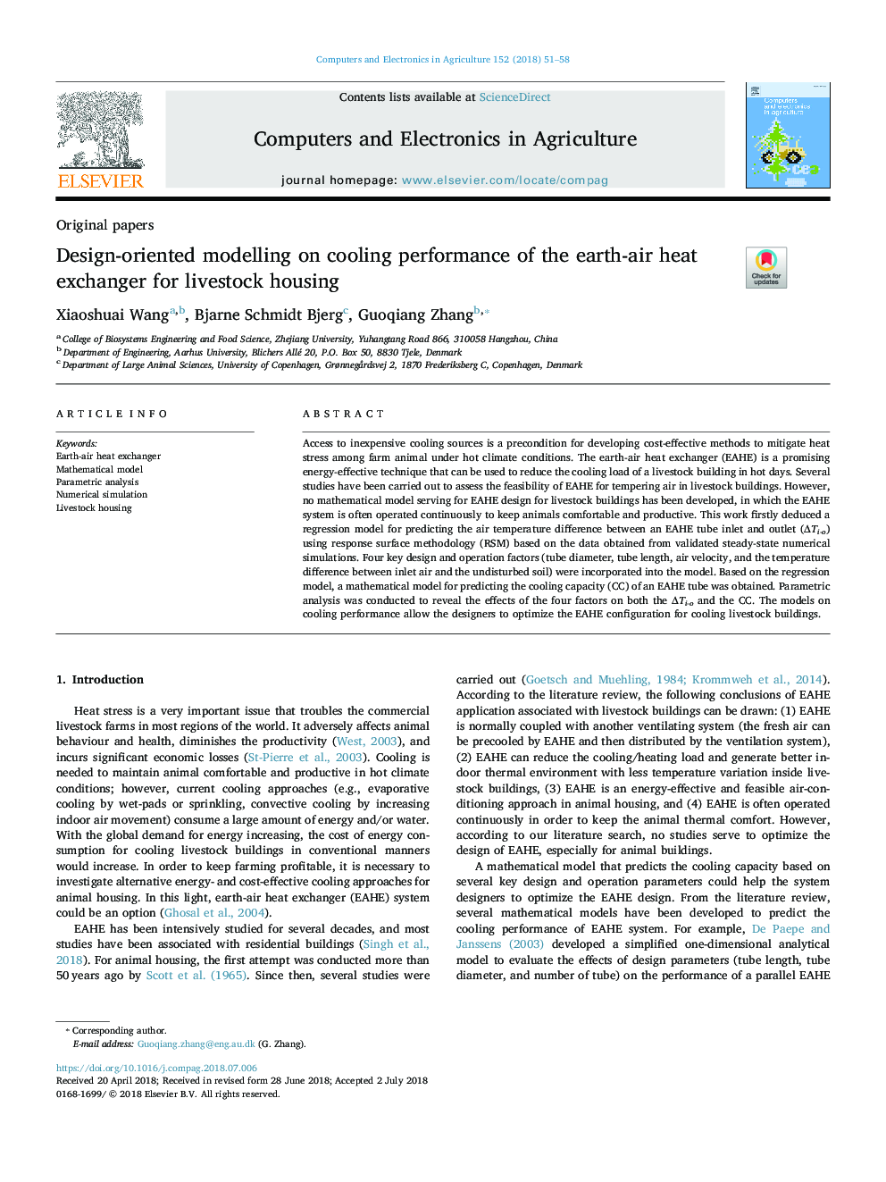 Design-oriented modelling on cooling performance of the earth-air heat exchanger for livestock housing