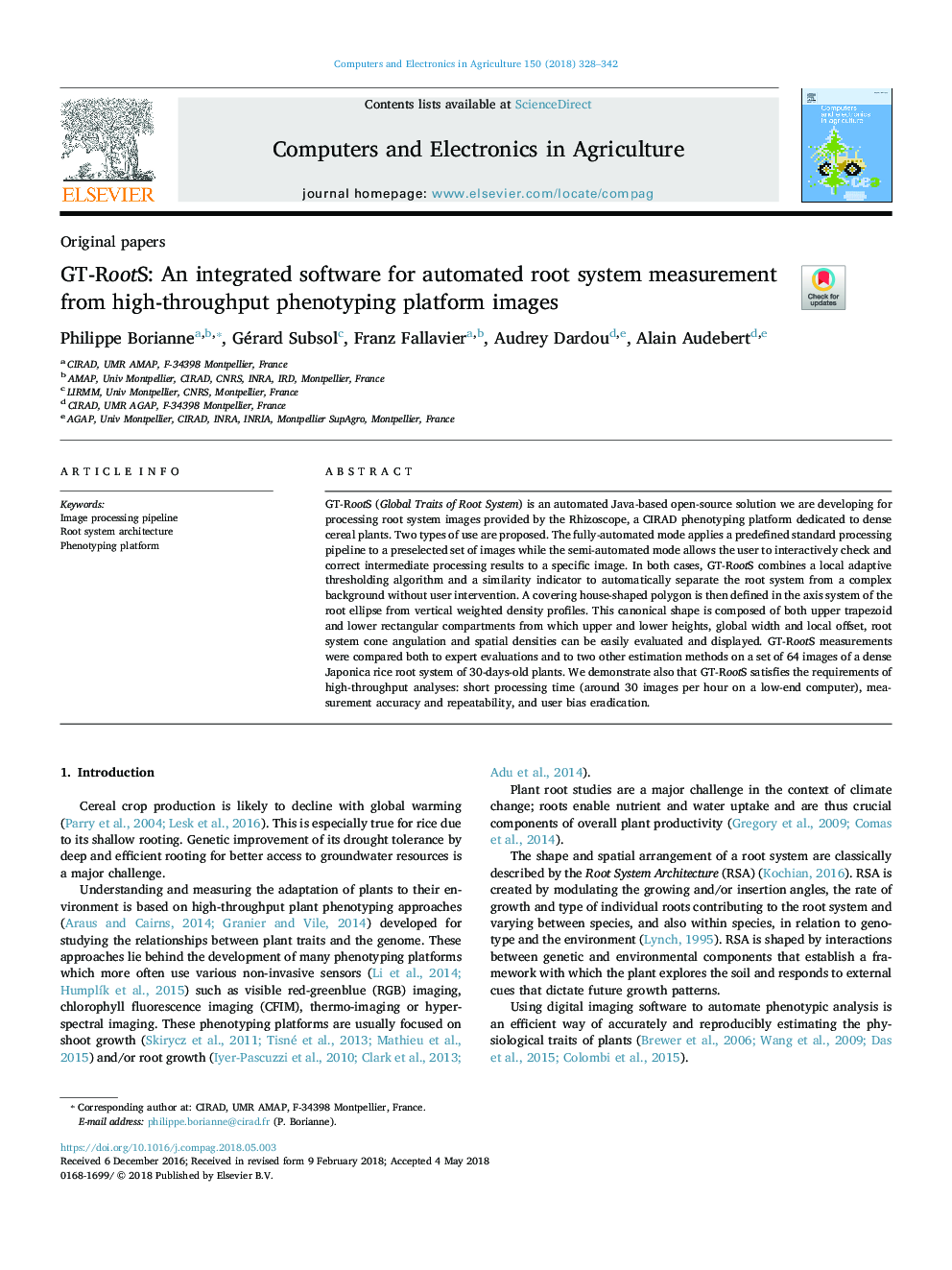 GT-RootS: An integrated software for automated root system measurement from high-throughput phenotyping platform images