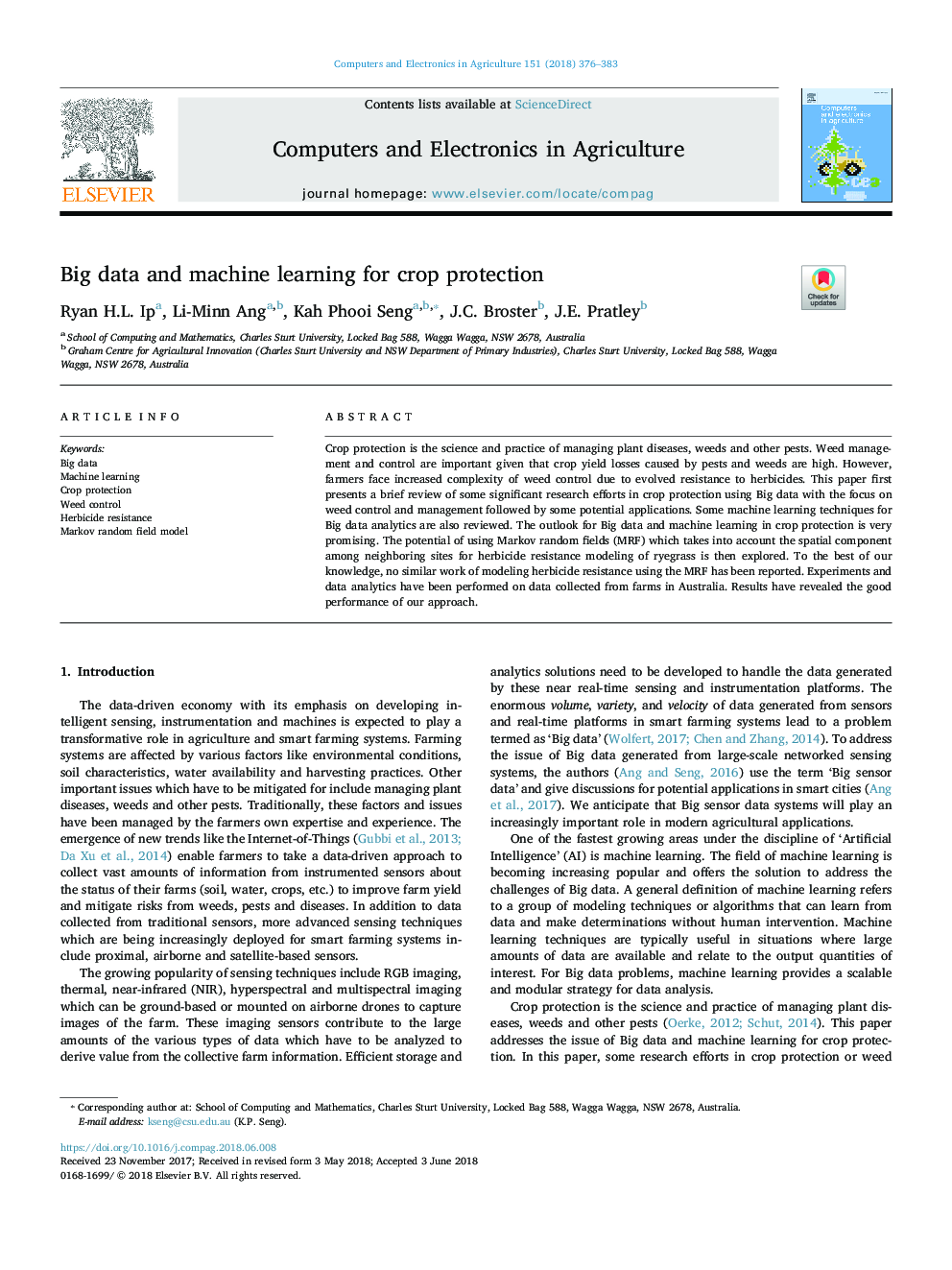 Big data and machine learning for crop protection