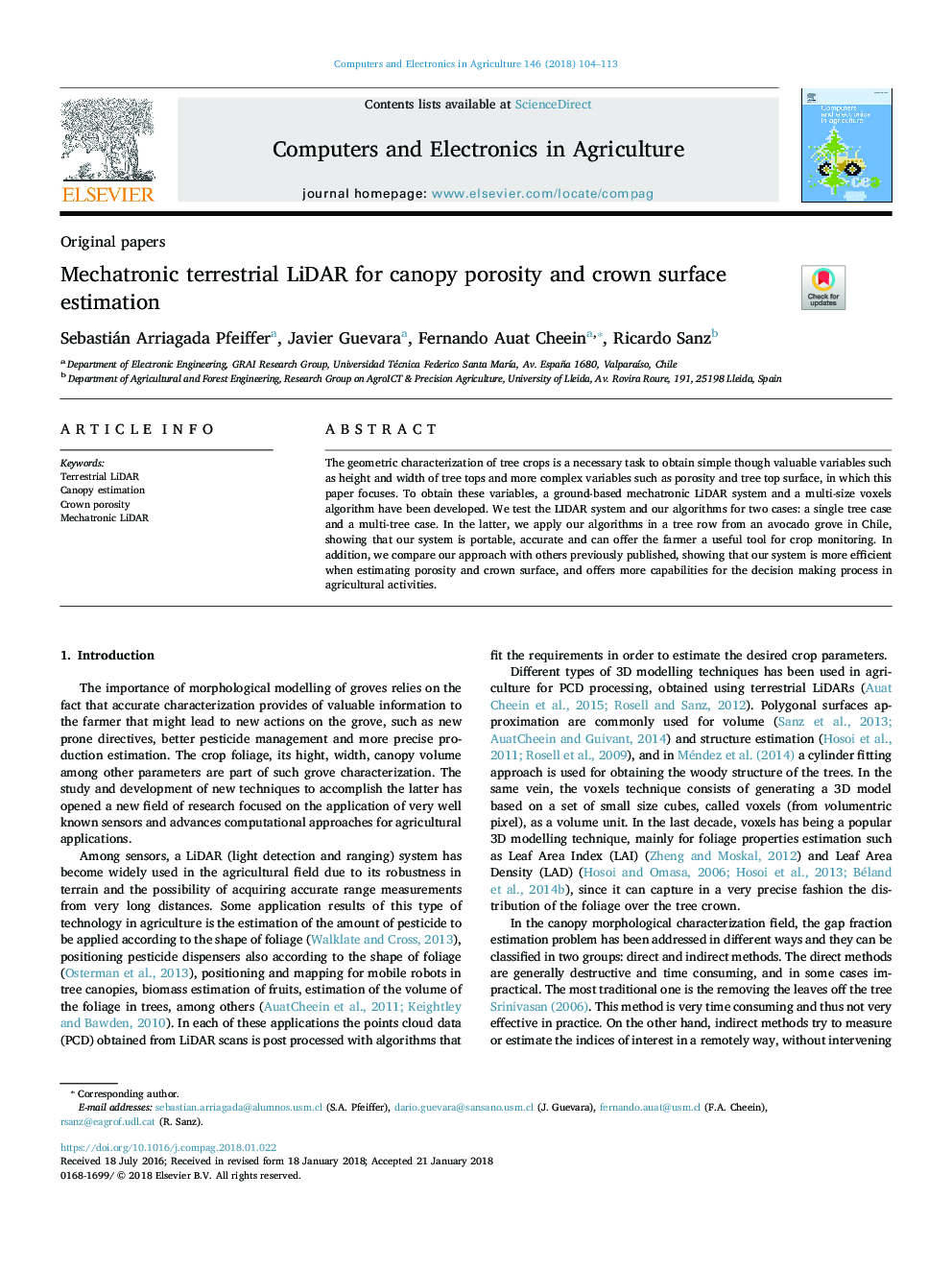 Mechatronic terrestrial LiDAR for canopy porosity and crown surface estimation