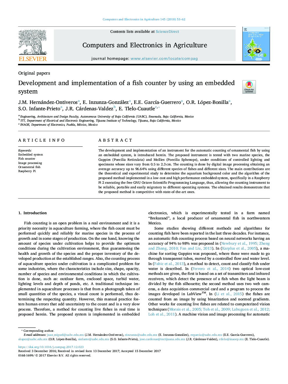 Development and implementation of a fish counter by using an embedded system