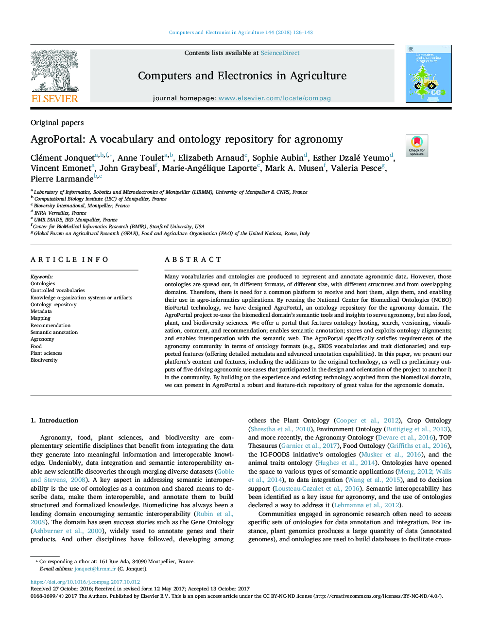 AgroPortal: A vocabulary and ontology repository for agronomy