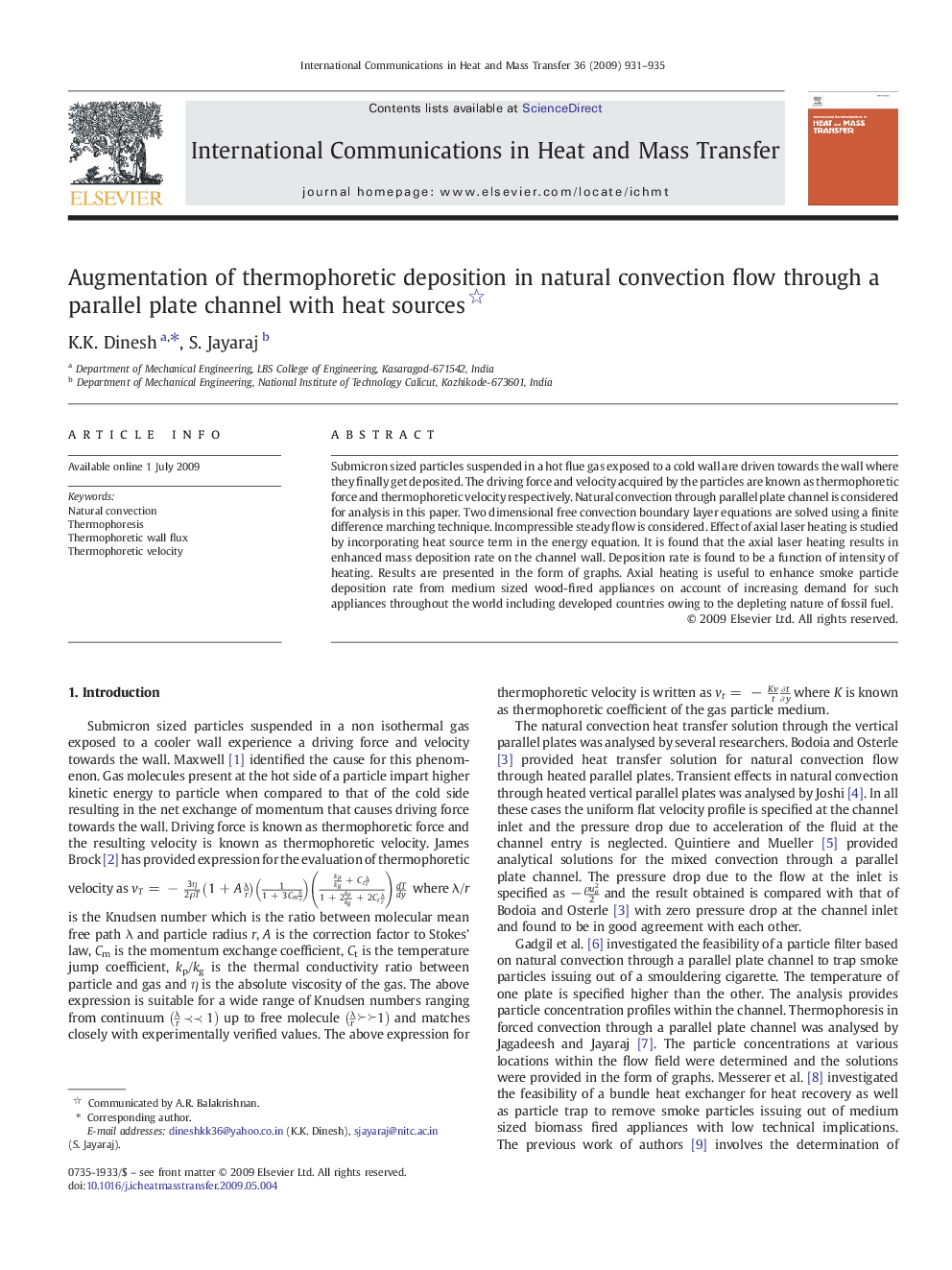 Augmentation of thermophoretic deposition in natural convection flow through a parallel plate channel with heat sources 