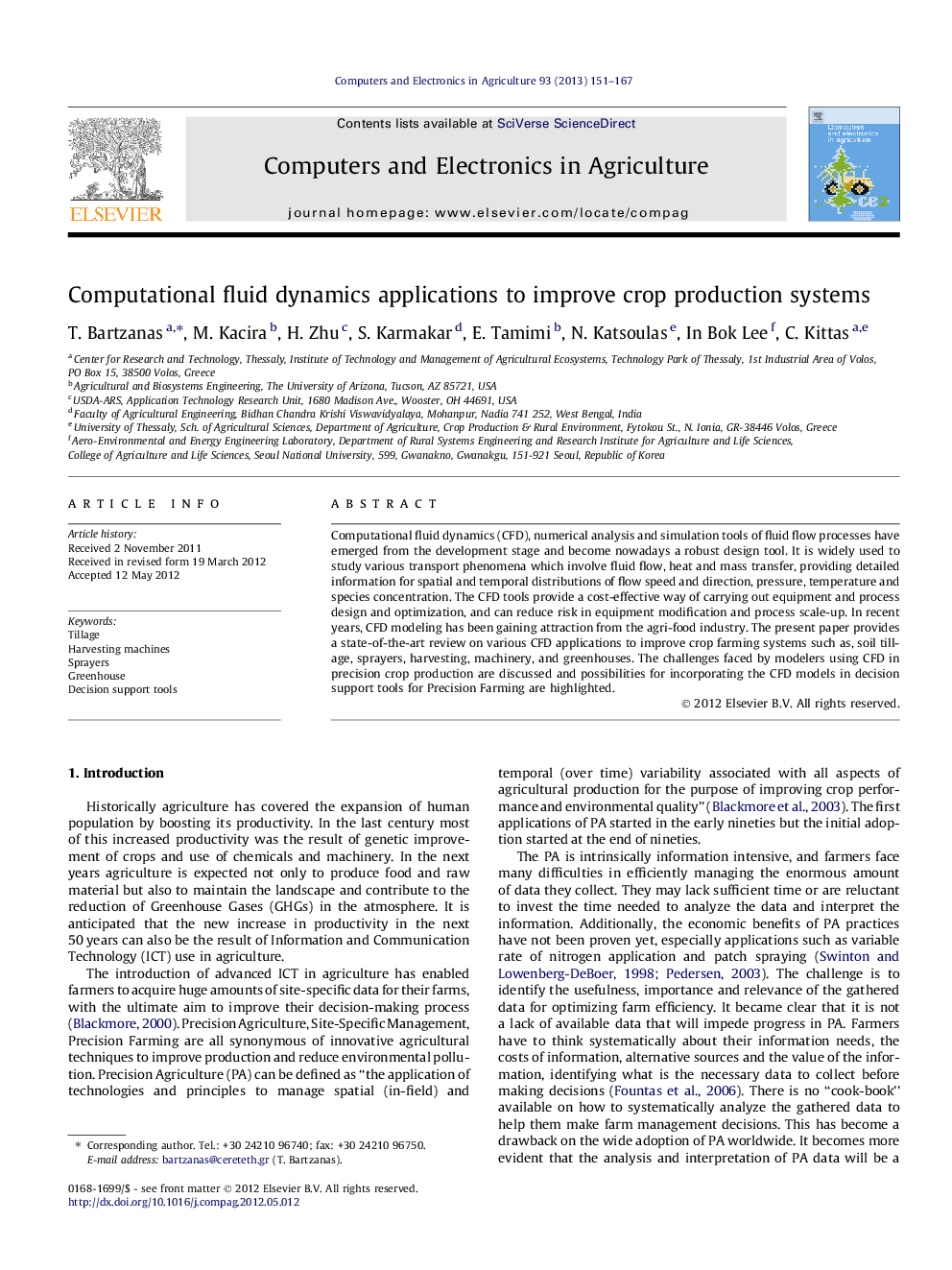 Computational fluid dynamics applications to improve crop production systems