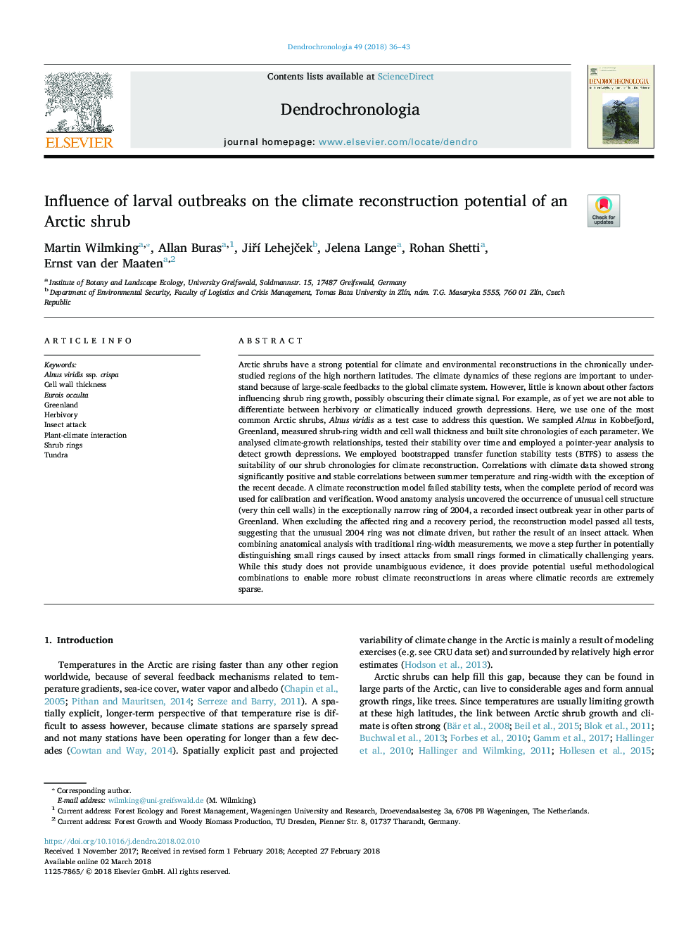 Influence of larval outbreaks on the climate reconstruction potential of an Arctic shrub
