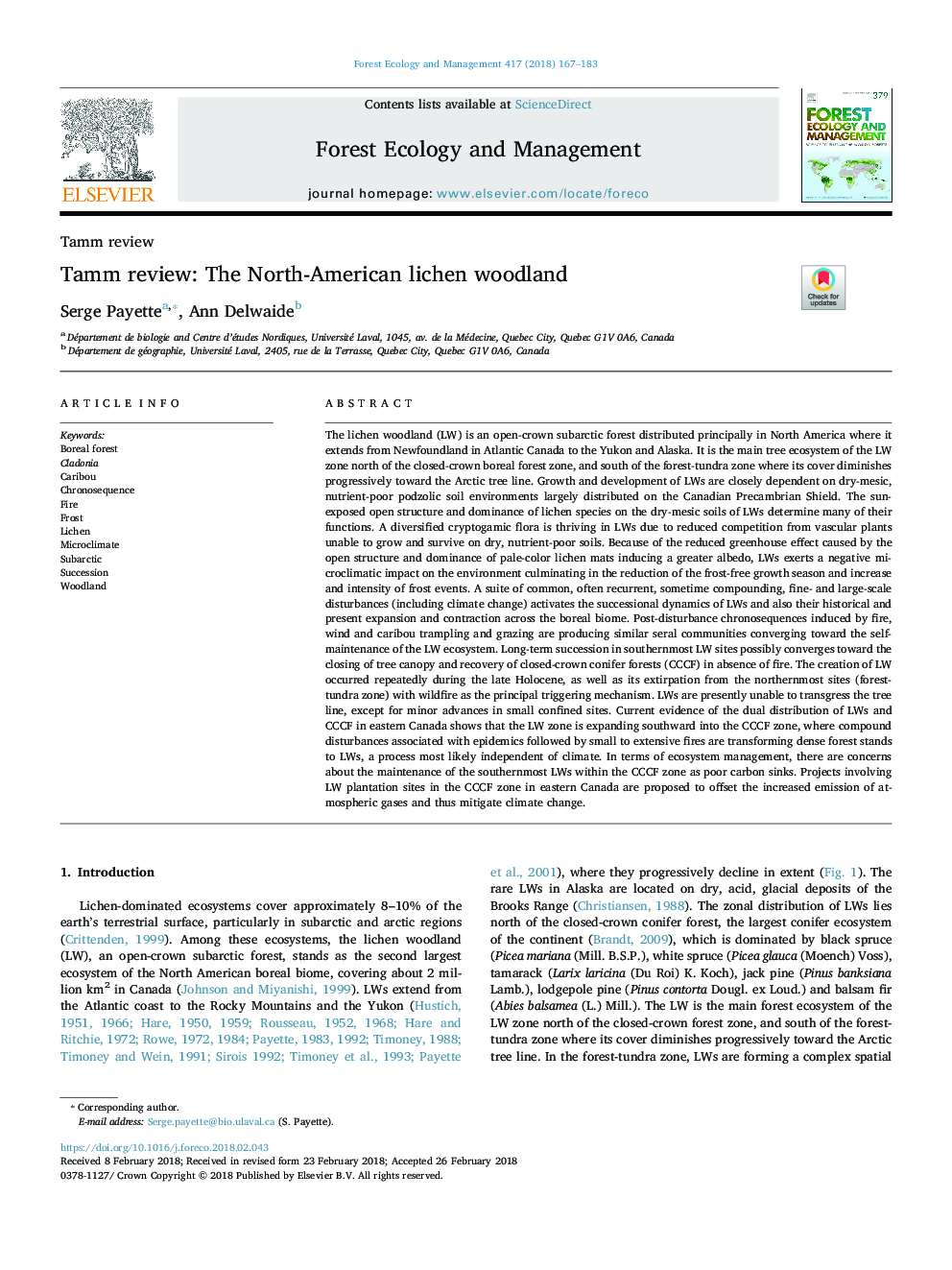 Tamm review: The North-American lichen woodland