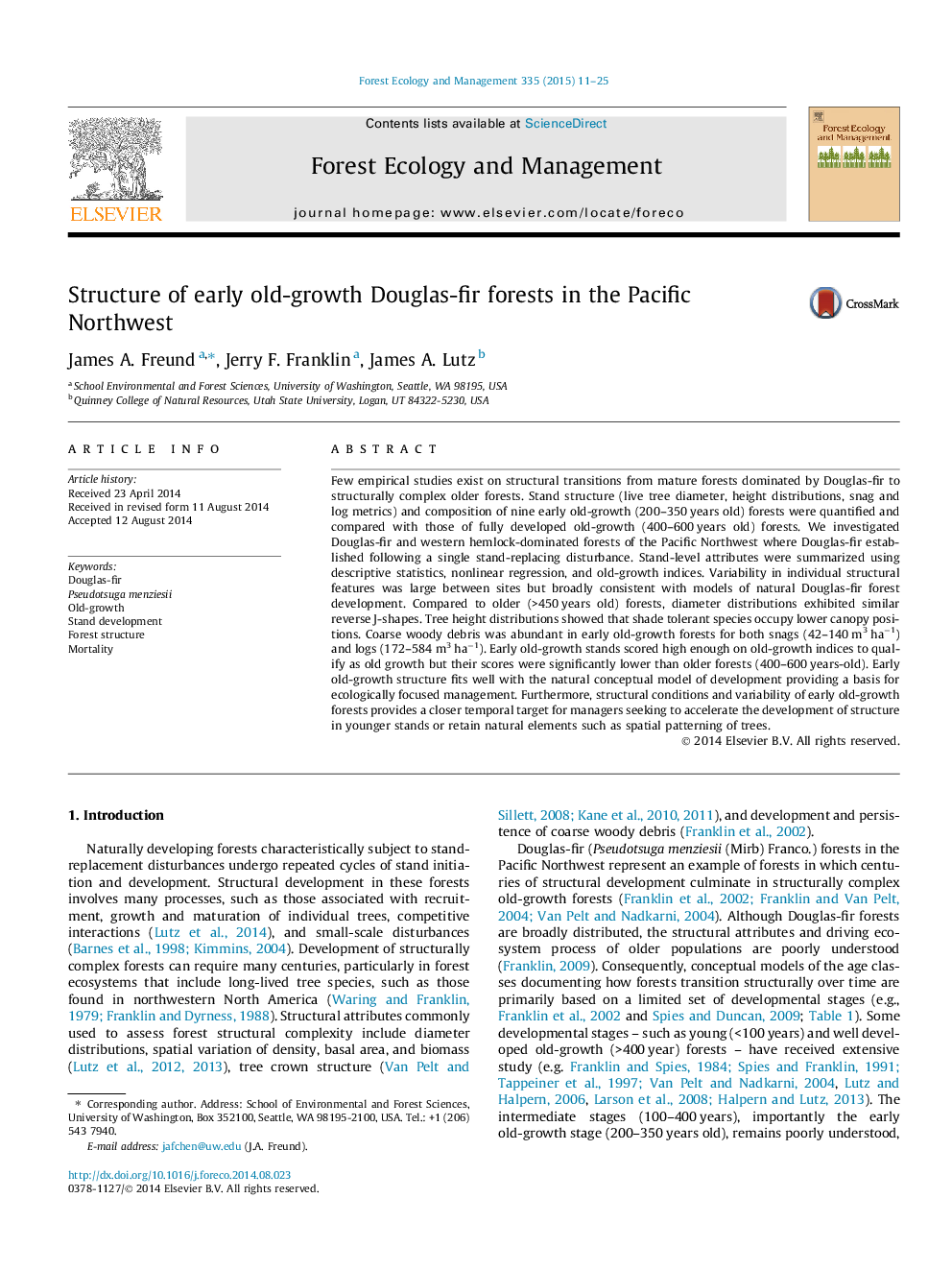 Structure of early old-growth Douglas-fir forests in the Pacific Northwest