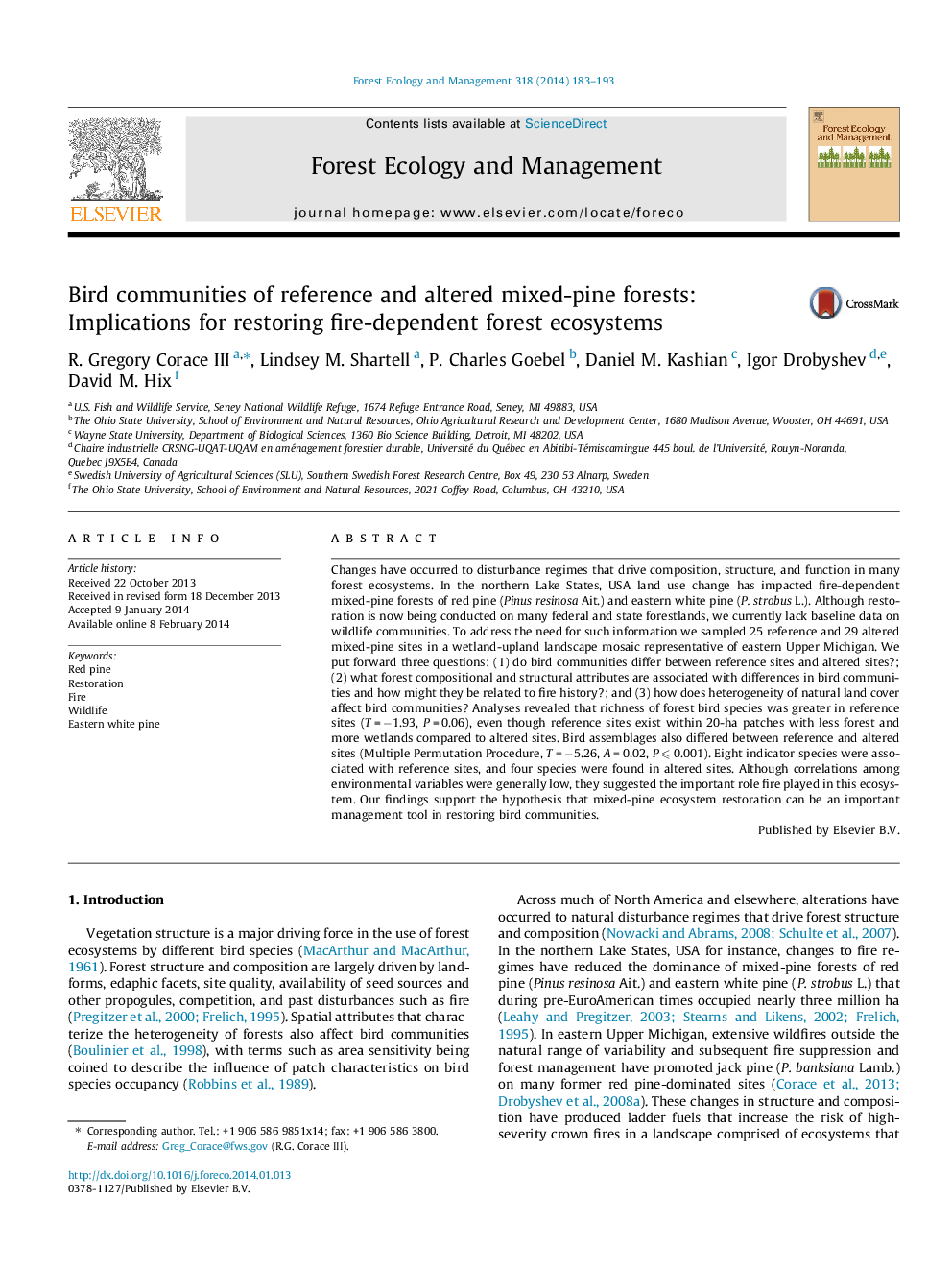 Bird communities of reference and altered mixed-pine forests: Implications for restoring fire-dependent forest ecosystems