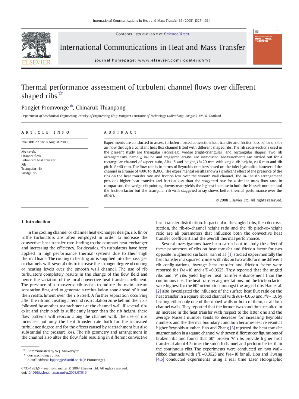 Thermal performance assessment of turbulent channel flows over different shaped ribs