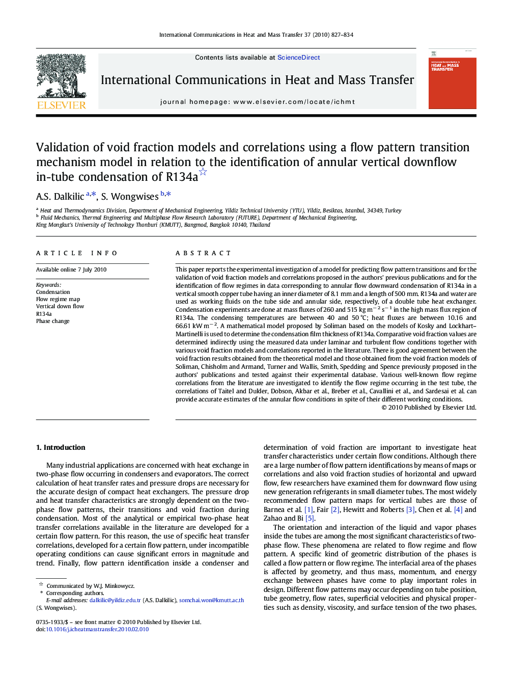 Validation of void fraction models and correlations using a flow pattern transition mechanism model in relation to the identification of annular vertical downflow in-tube condensation of R134a 