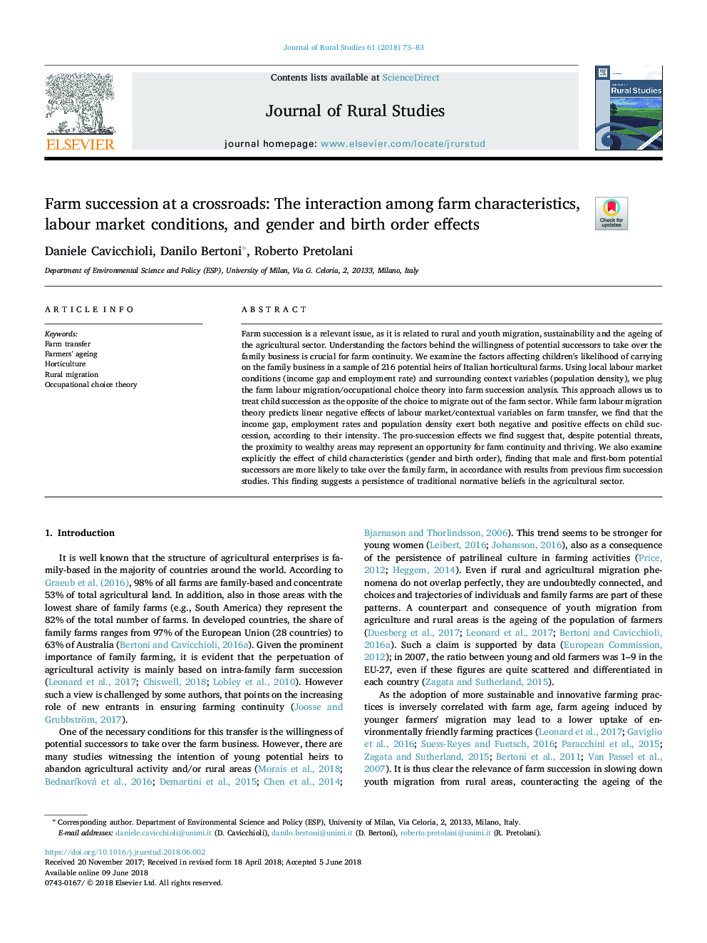 Farm succession at a crossroads: The interaction among farm characteristics, labour market conditions, and gender and birth order effects