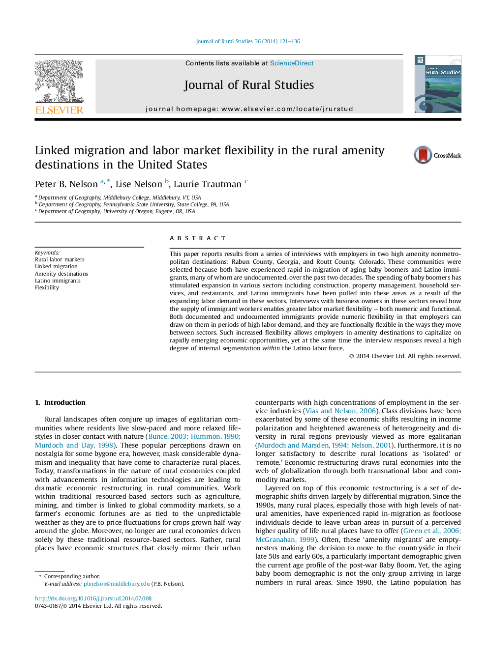 Linked migration and labor market flexibility in the rural amenity destinations in the United States