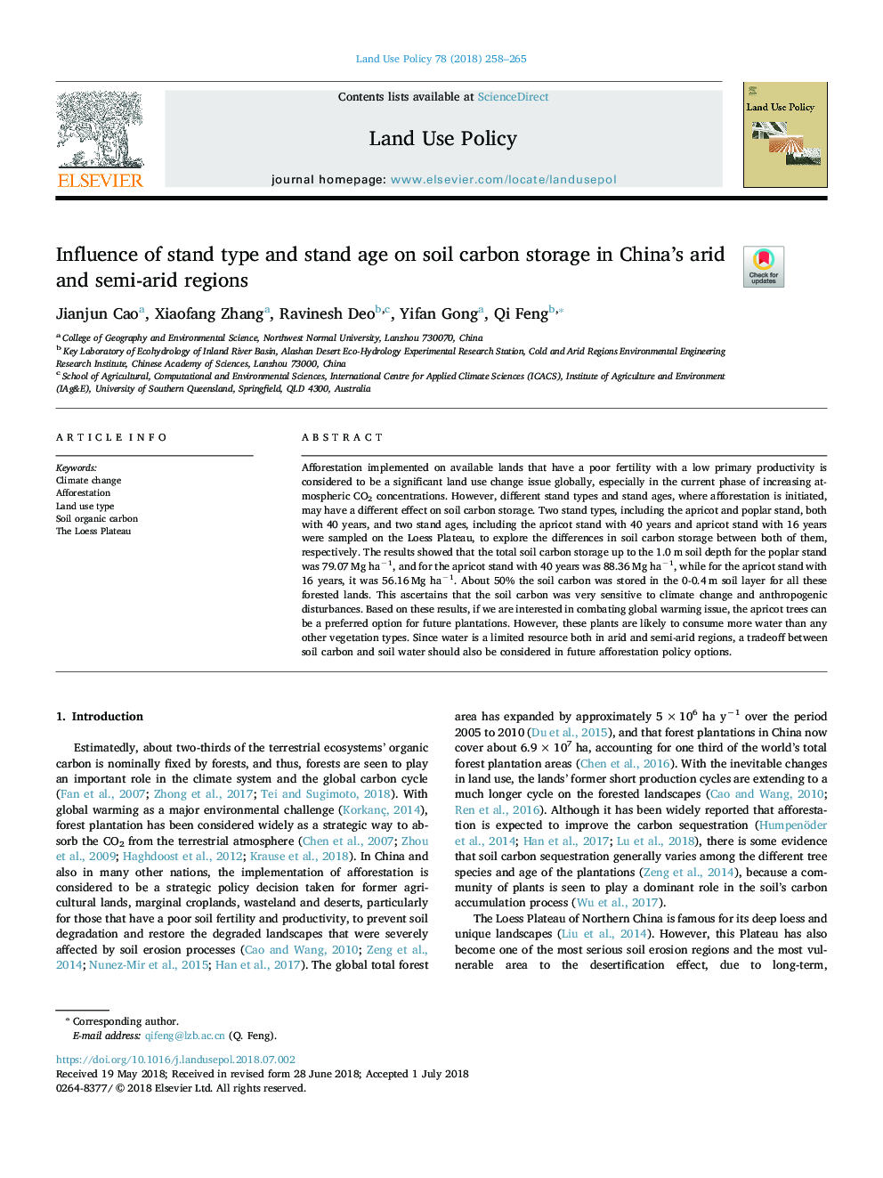 Influence of stand type and stand age on soil carbon storage in China's arid and semi-arid regions