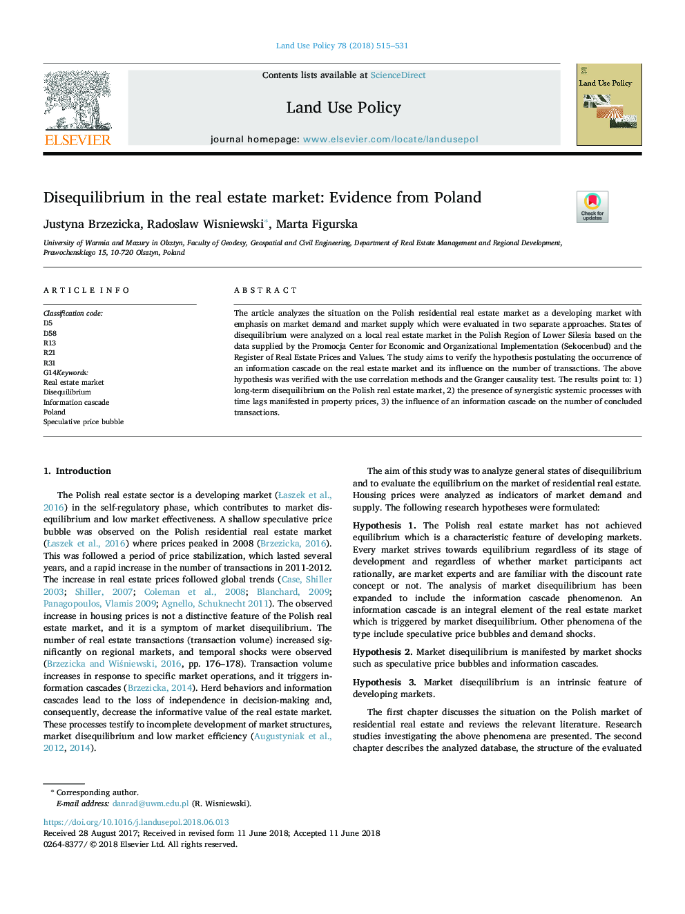 Disequilibrium in the real estate market: Evidence from Poland