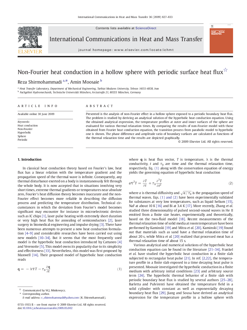 Non-Fourier heat conduction in a hollow sphere with periodic surface heat flux