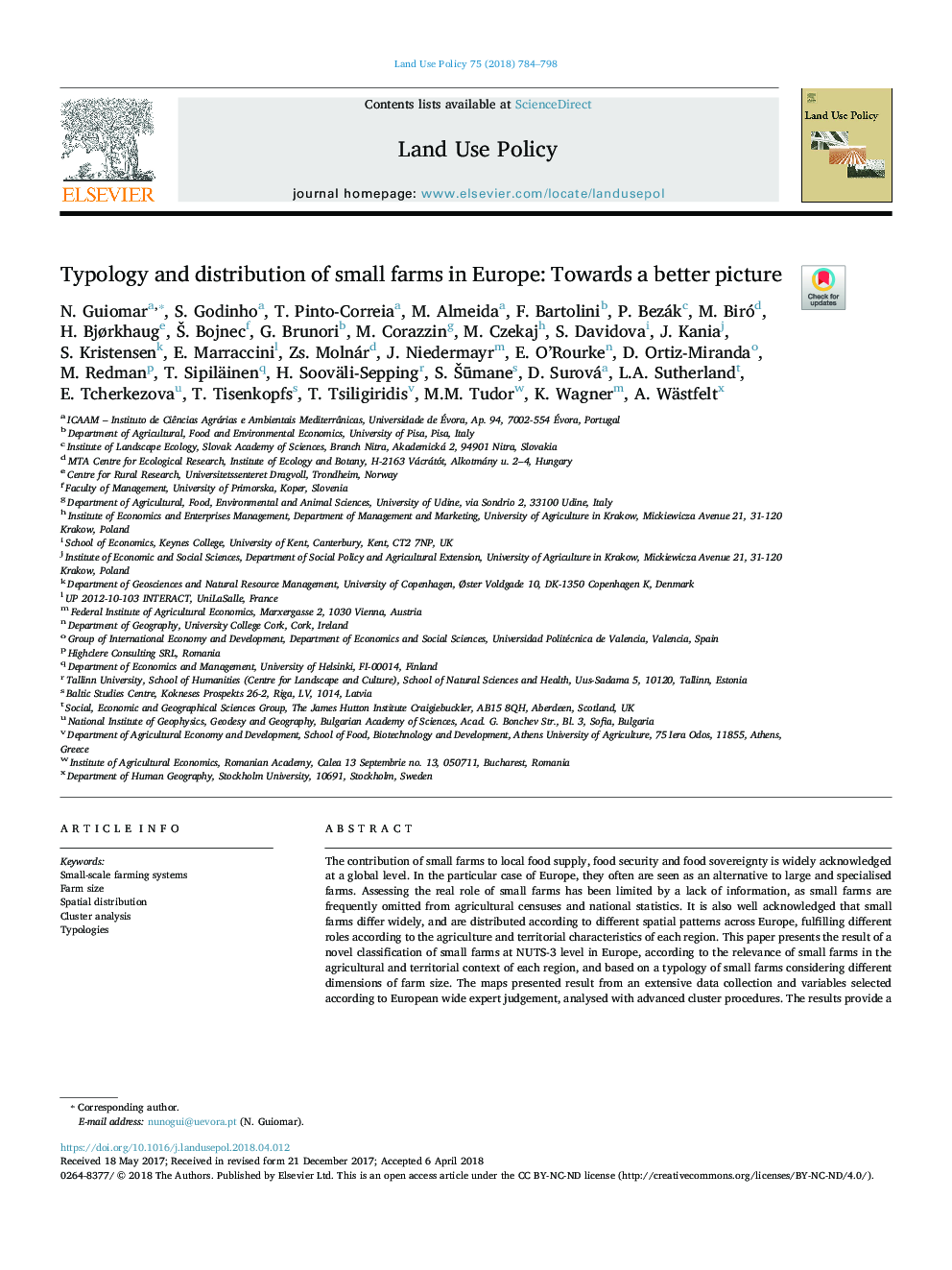 Typology and distribution of small farms in Europe: Towards a better picture