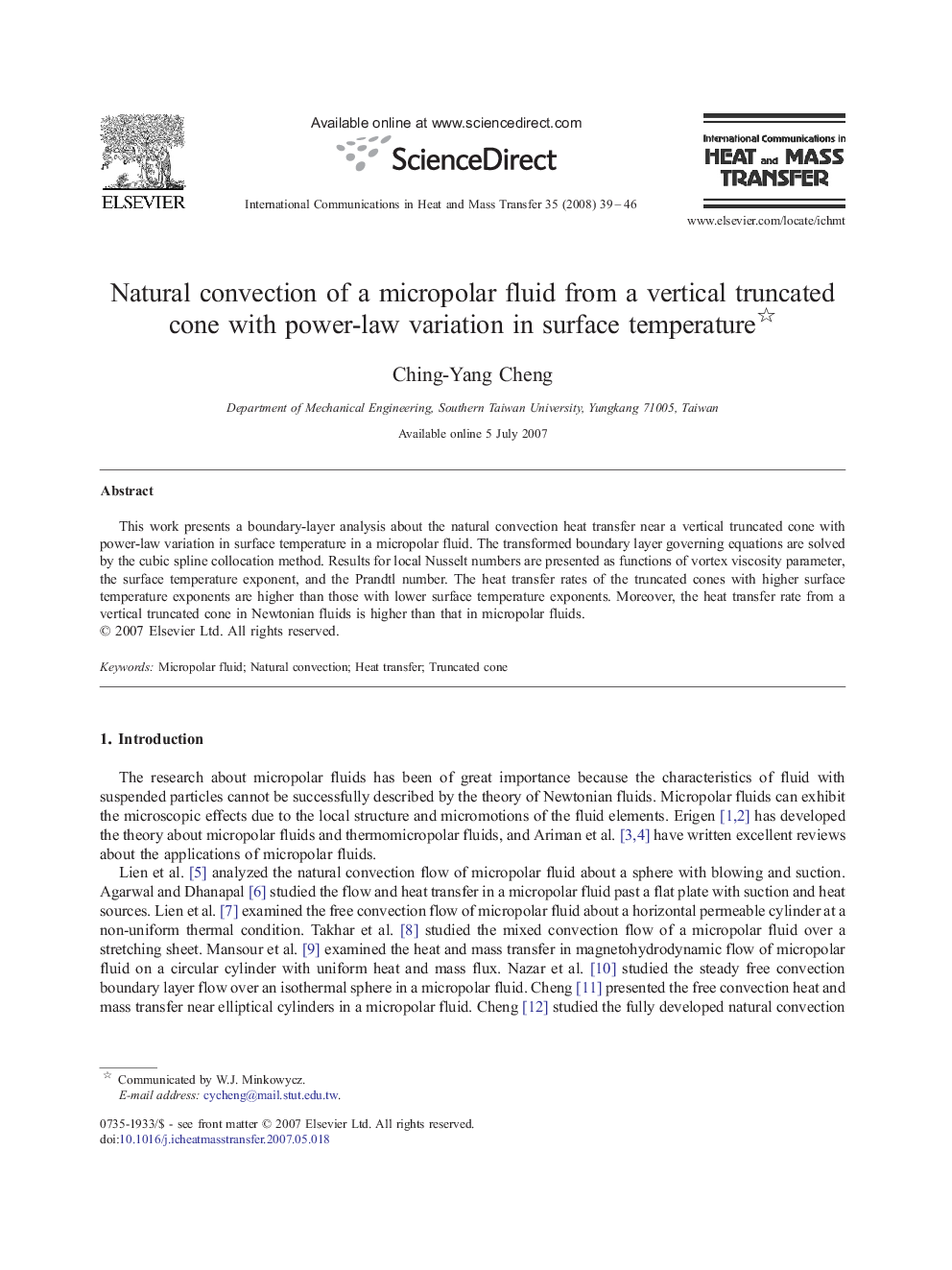 Natural convection of a micropolar fluid from a vertical truncated cone with power-law variation in surface temperature 