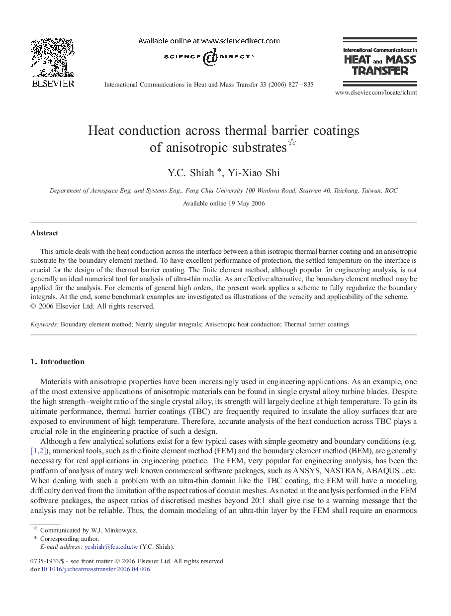 Heat conduction across thermal barrier coatings of anisotropic substrates 