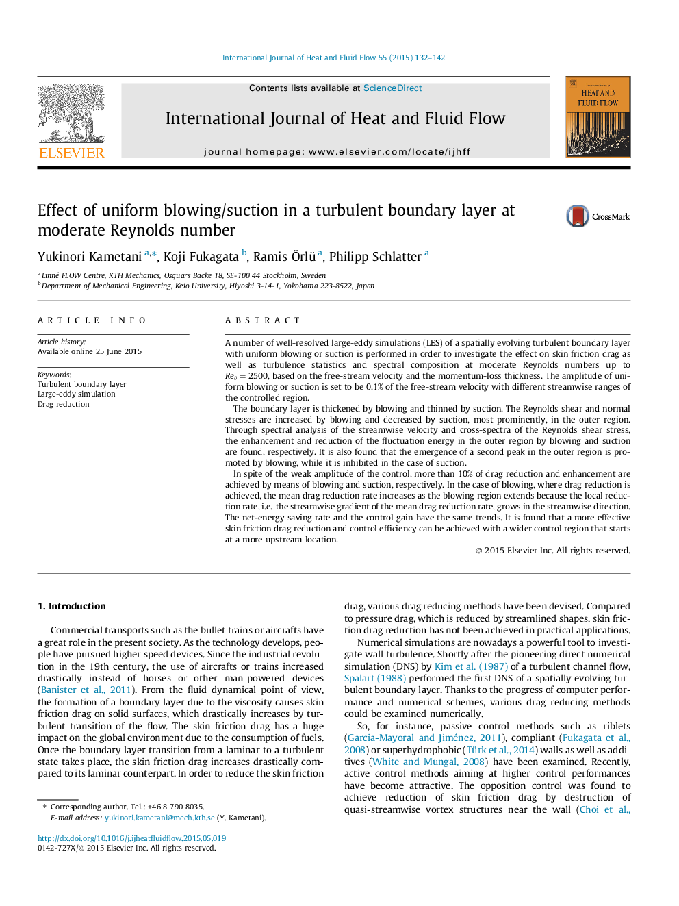 Effect of uniform blowing/suction in a turbulent boundary layer at moderate Reynolds number