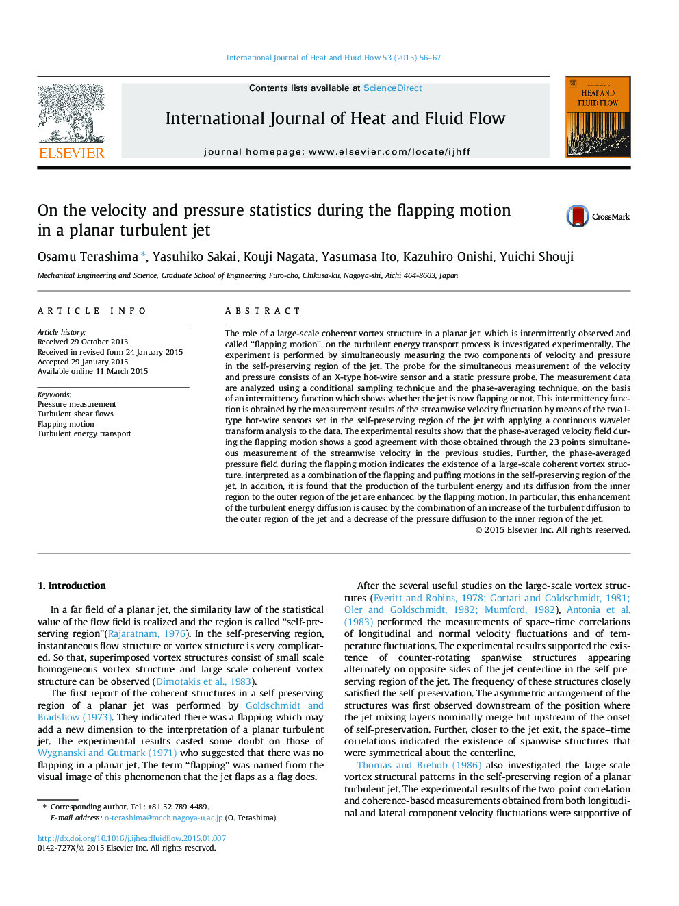 On the velocity and pressure statistics during the flapping motion in a planar turbulent jet