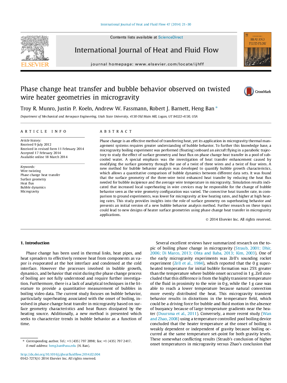 Phase change heat transfer and bubble behavior observed on twisted wire heater geometries in microgravity