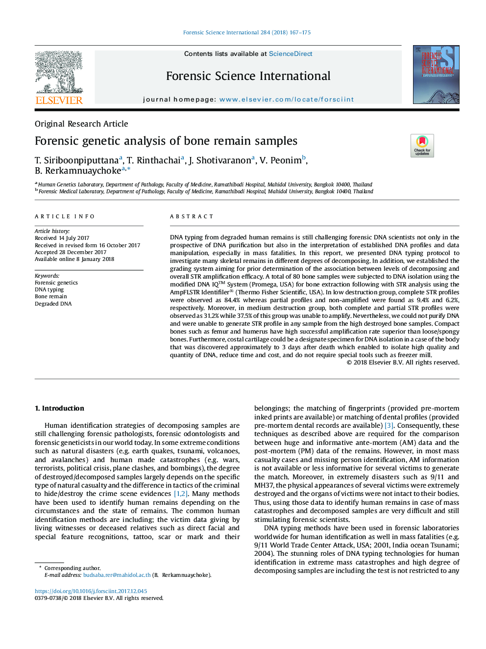 Forensic genetic analysis of bone remain samples