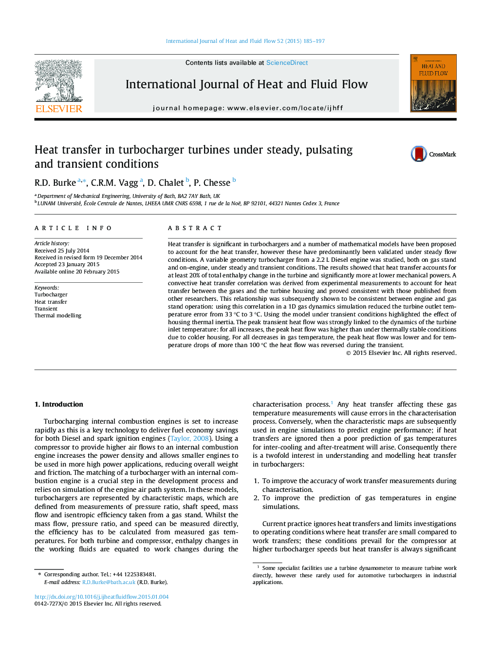 Heat transfer in turbocharger turbines under steady, pulsating and transient conditions