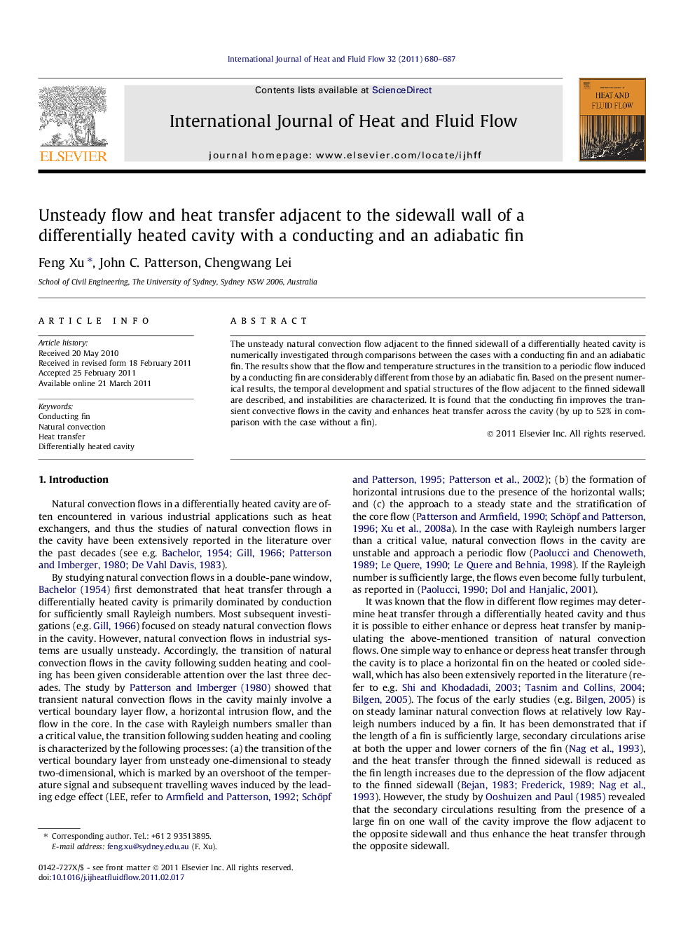 Unsteady flow and heat transfer adjacent to the sidewall wall of a differentially heated cavity with a conducting and an adiabatic fin