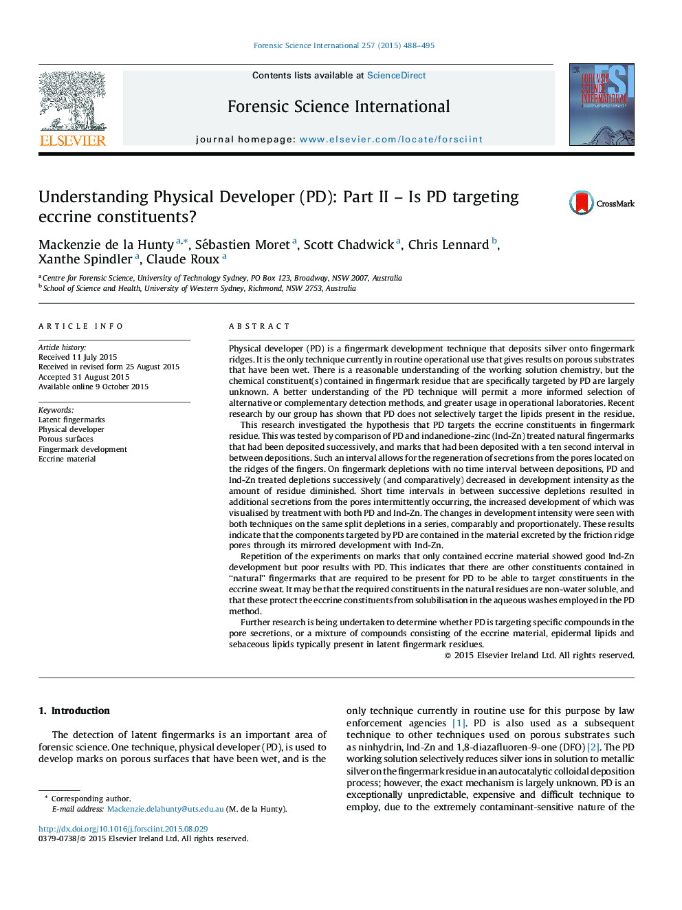 Understanding Physical Developer (PD): Part II - Is PD targeting eccrine constituents?