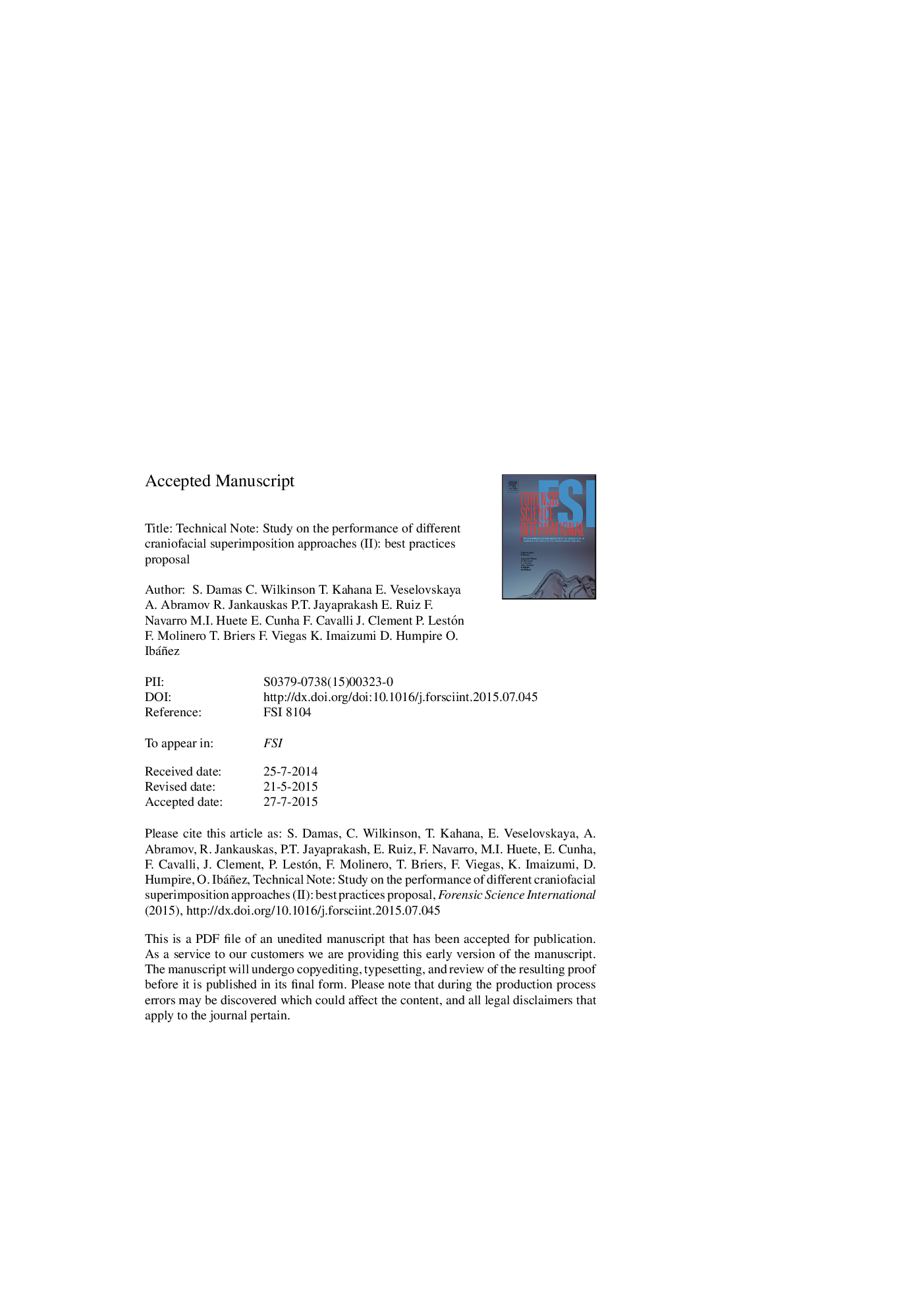 Study on the performance of different craniofacial superimposition approaches (II): Best practices proposal