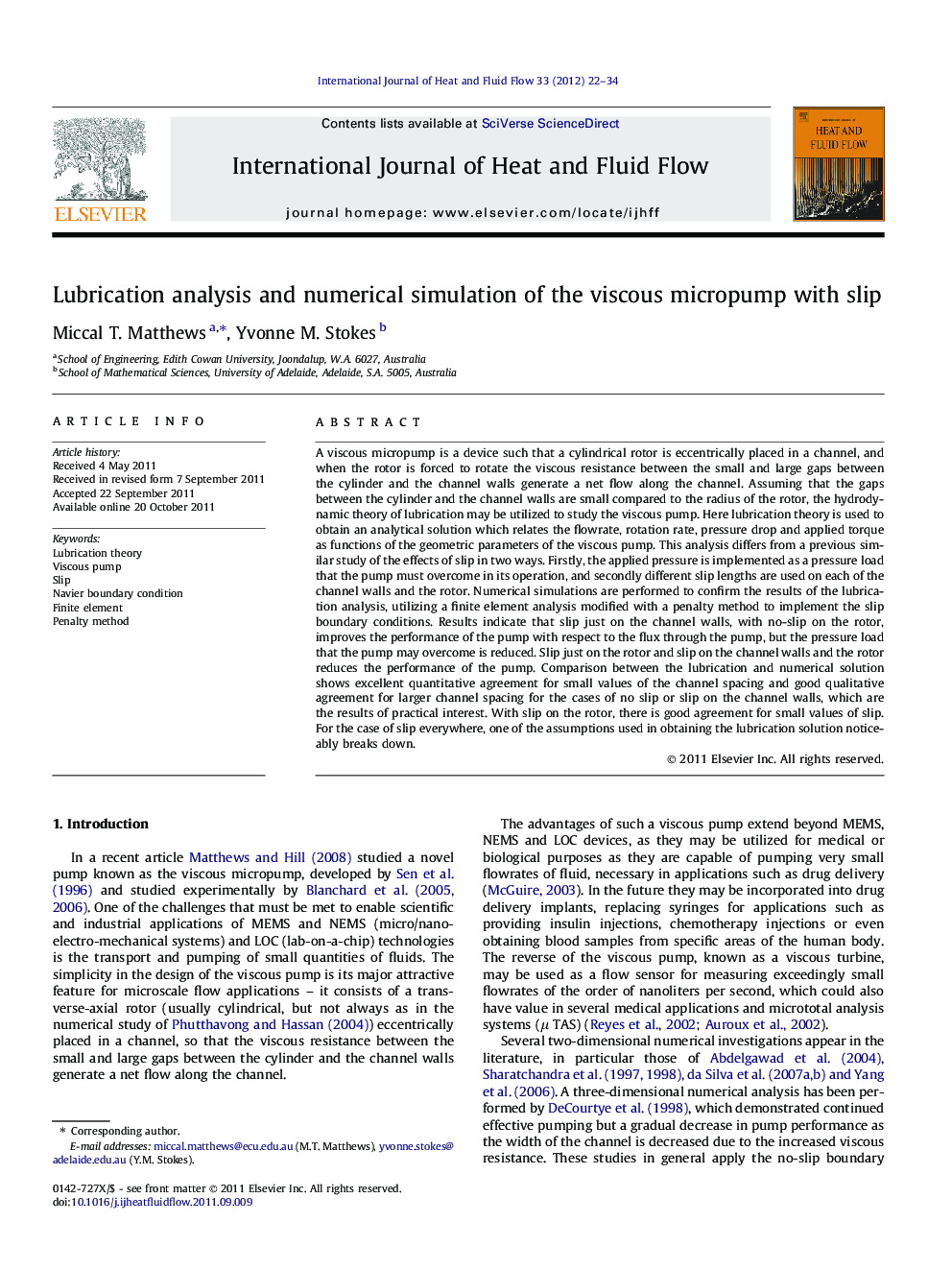 Lubrication analysis and numerical simulation of the viscous micropump with slip