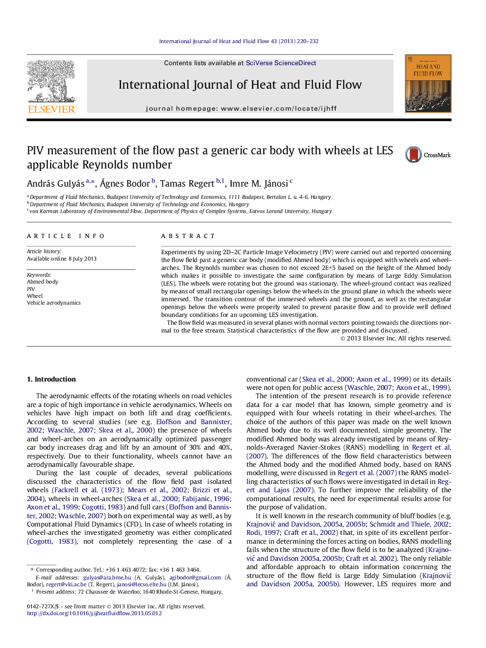 PIV measurement of the flow past a generic car body with wheels at LES applicable Reynolds number