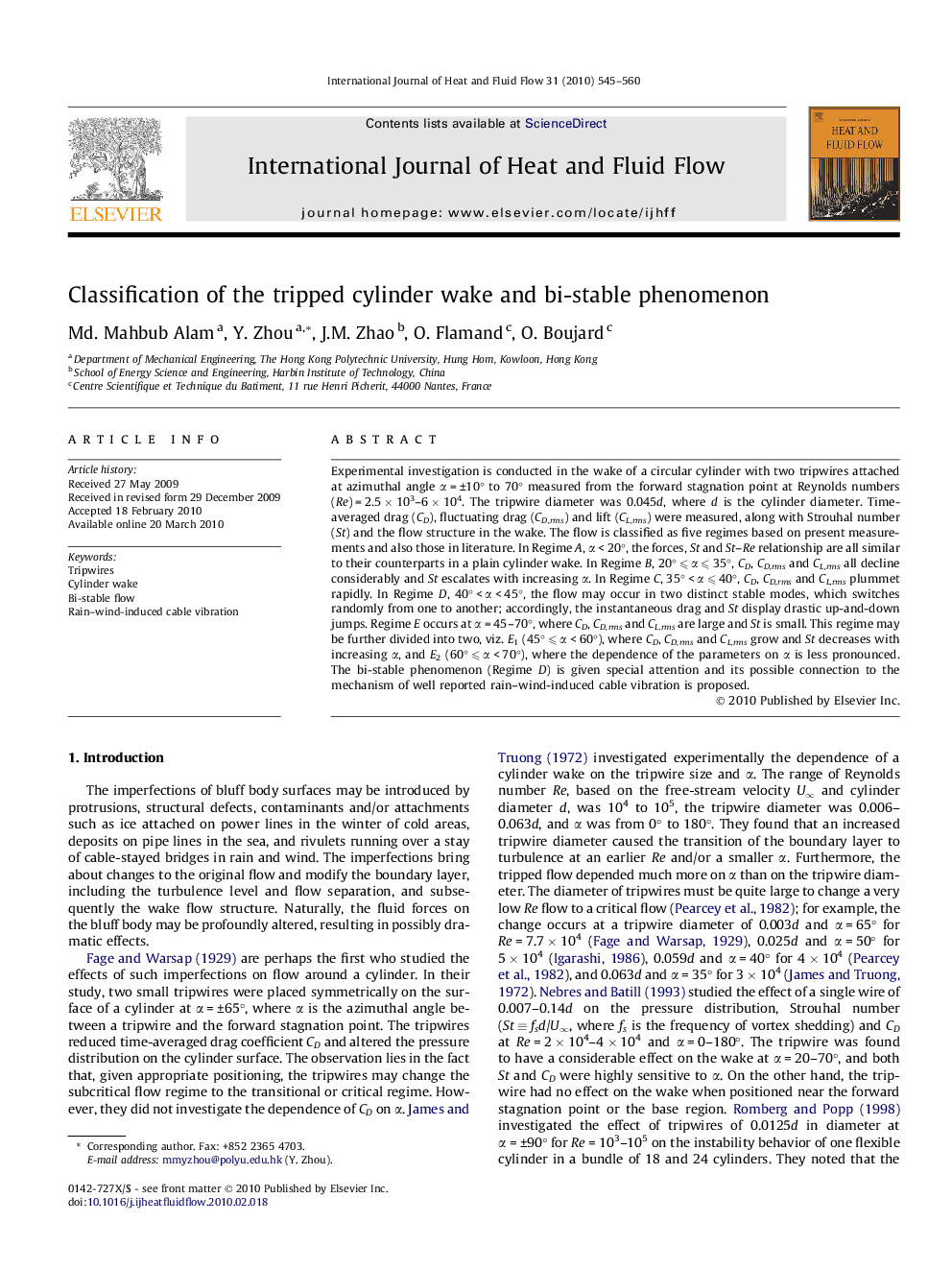 Classification of the tripped cylinder wake and bi-stable phenomenon