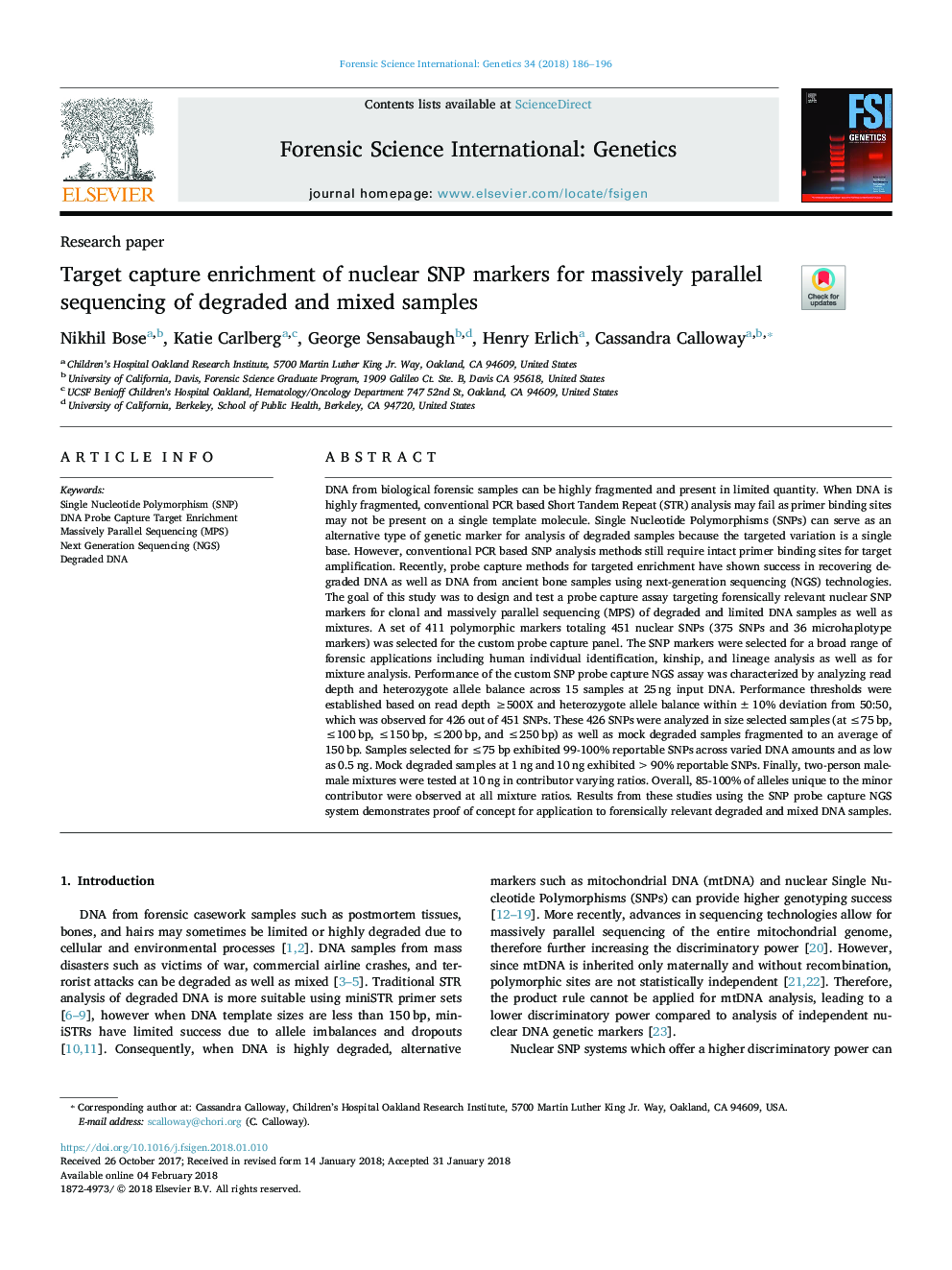 Target capture enrichment of nuclear SNP markers for massively parallel sequencing of degraded and mixed samples