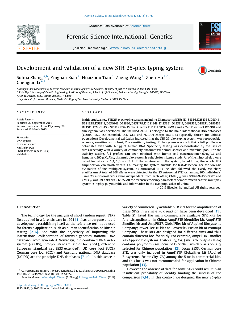 Development and validation of a new STR 25-plex typing system